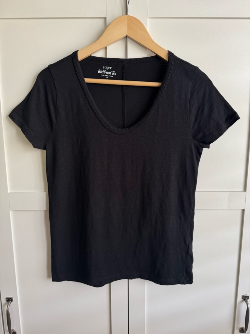 J.Crew Factory Short-Sleeve Scoopneck Girlfriend Tee in Black Size Small